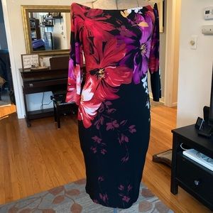 Venus floral off-the-shoulder midi dress